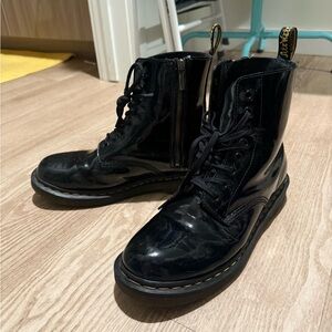 Doc Martin Black Patent Leather Combat Boots